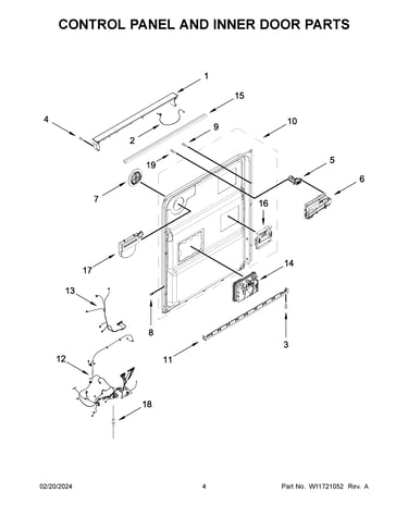Control panel and inner door parts