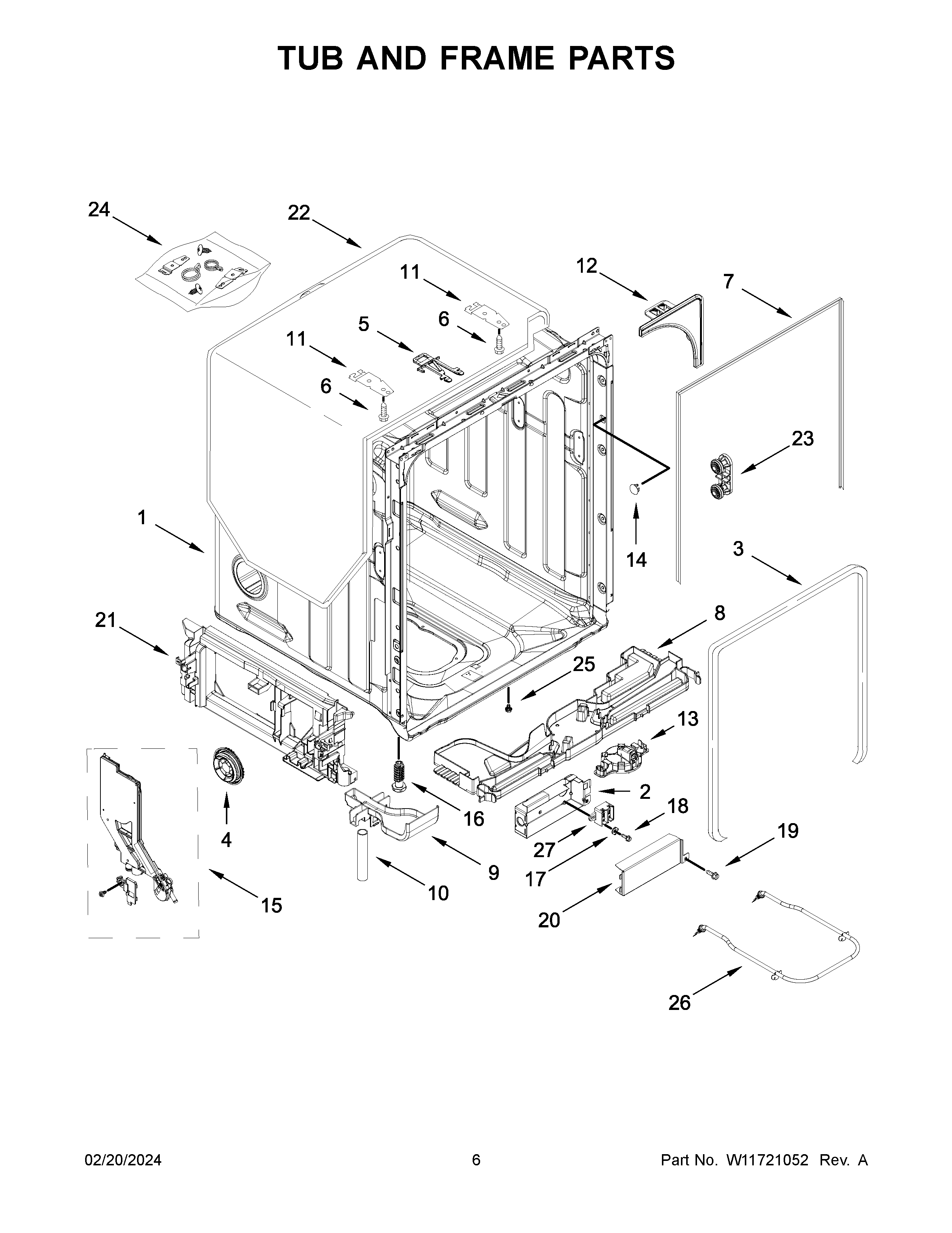 Tub and frame parts