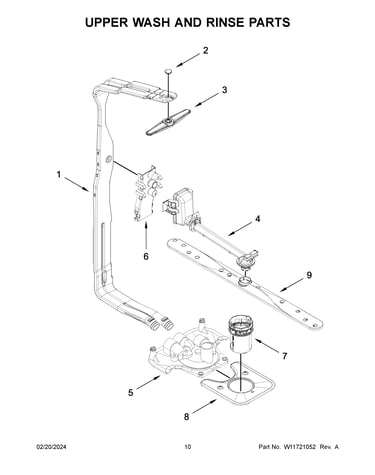Upper wash and rinse parts