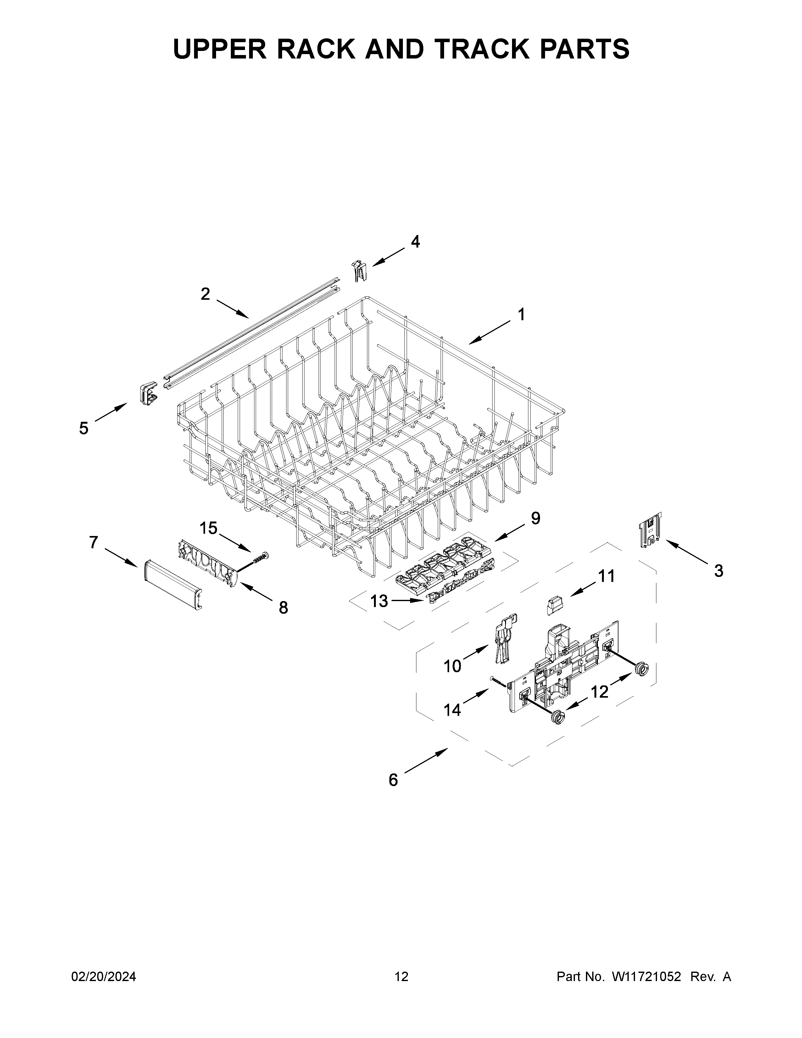 Upper rack and track parts