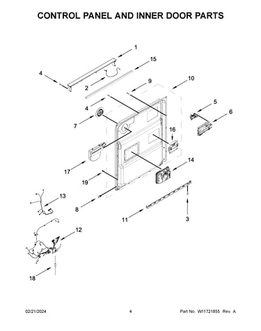 Control panel and inner door parts