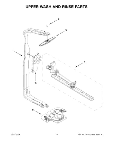 Upper wash and rinse parts