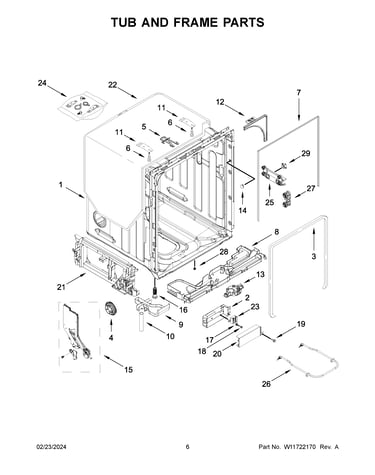 Tub and frame parts