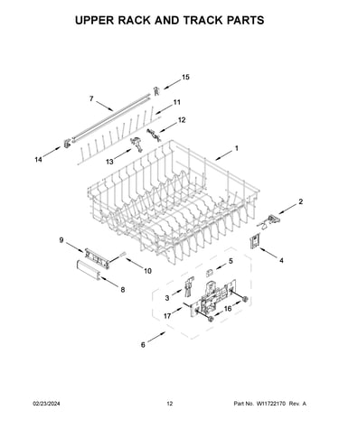 Upper rack and track parts