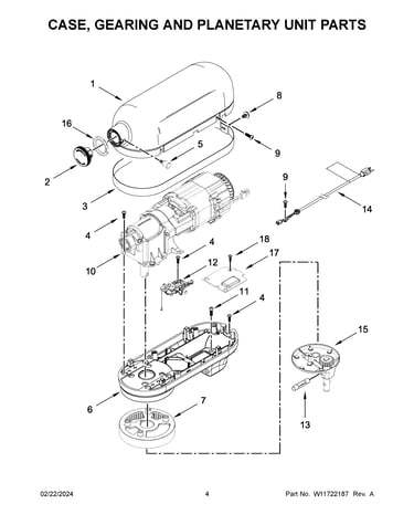 Case, gearing and planetary unit parts