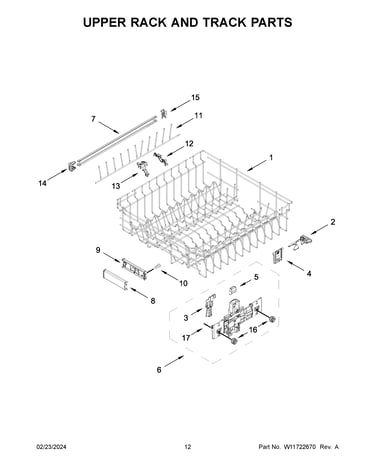 Upper rack and track parts