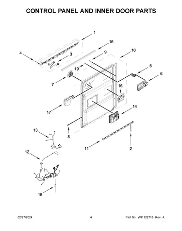 Control panel and inner door parts