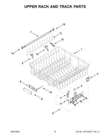 Upper rack and track parts