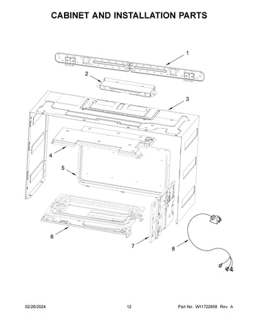Cabinet and installation parts
