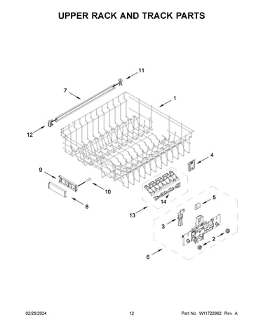 Upper rack and track parts