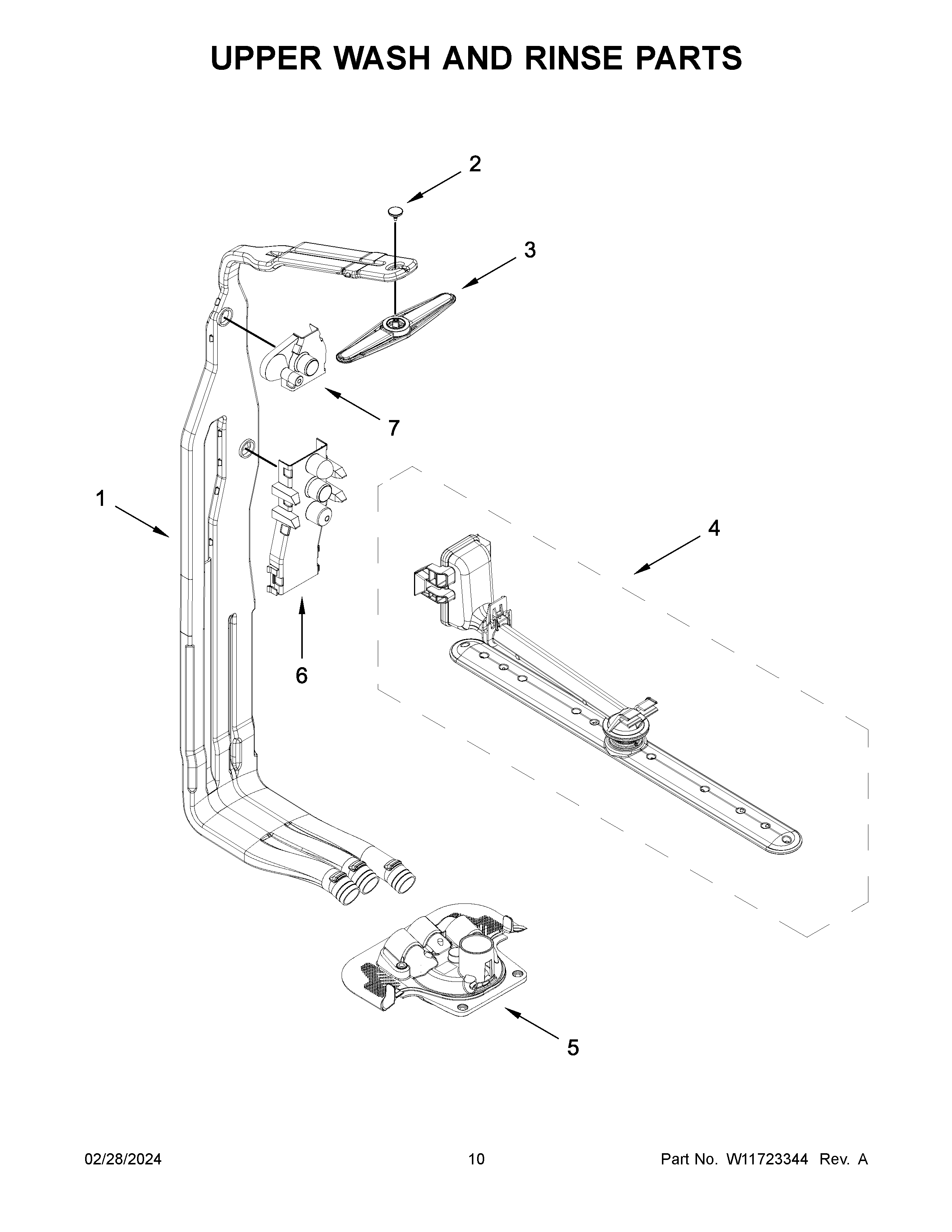 Upper wash and rinse parts