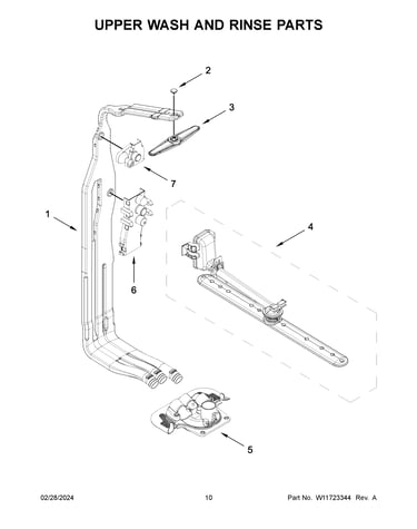Upper wash and rinse parts