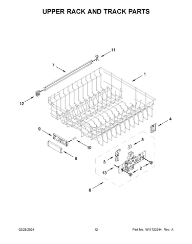 Upper rack and track parts