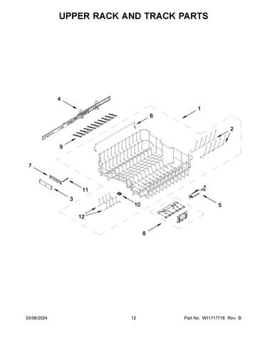 Upper rack and track parts