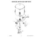 Whirlpool 8TWTW5010PW0 gearcase, motor and pump parts diagram