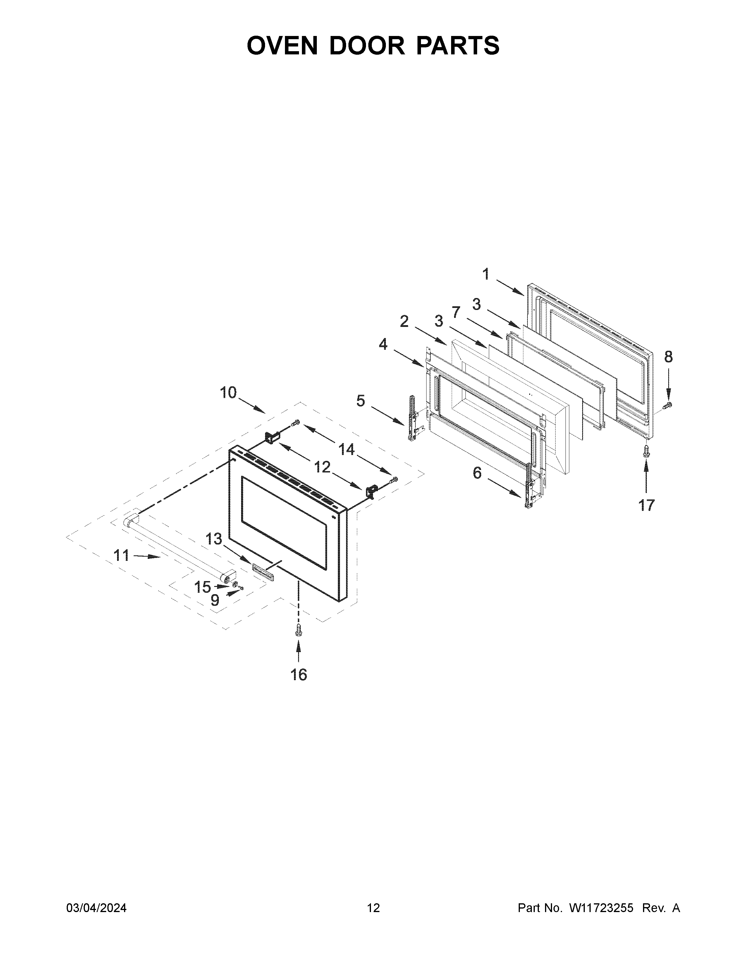 Oven door parts