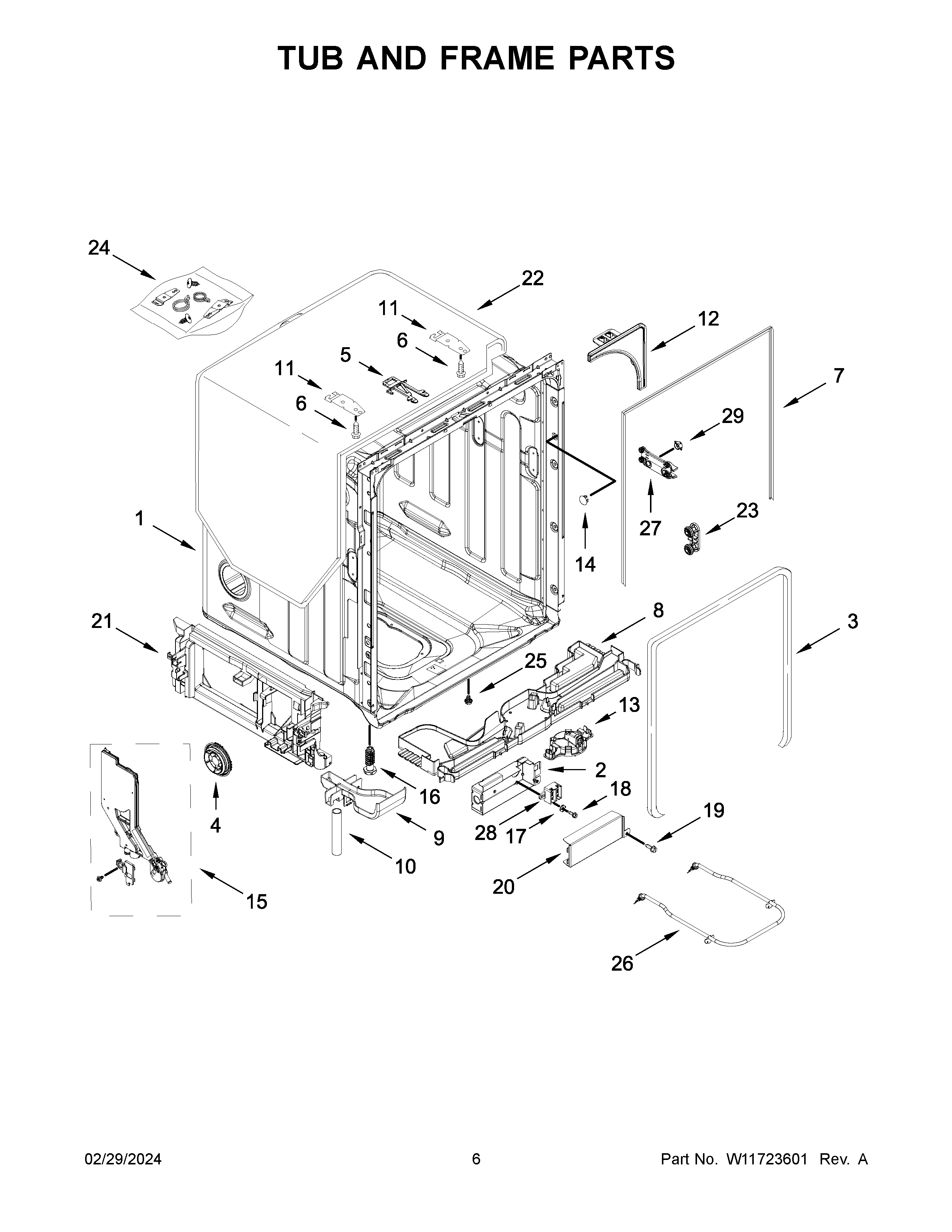 Tub and frame parts