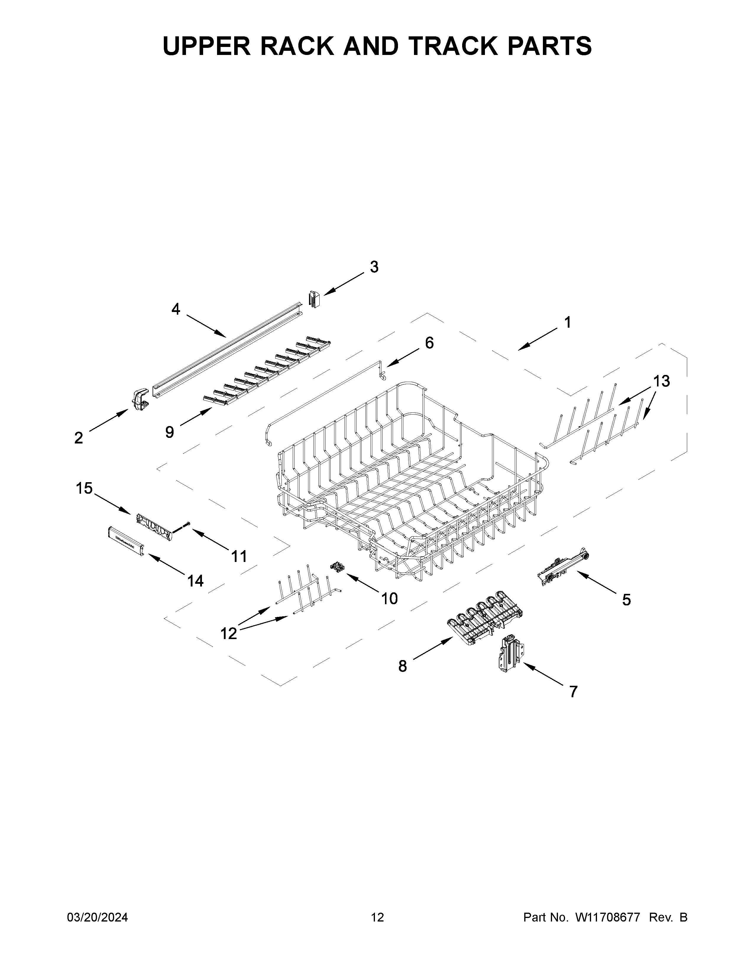 Upper rack and track parts