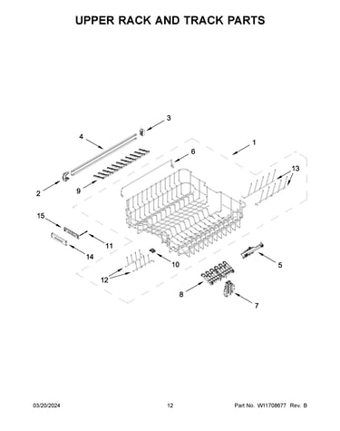 Upper rack and track parts