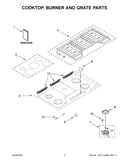 Cooktop, burner and grate parts