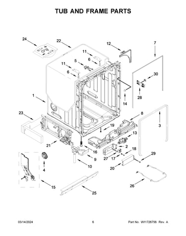 Tub and frame parts