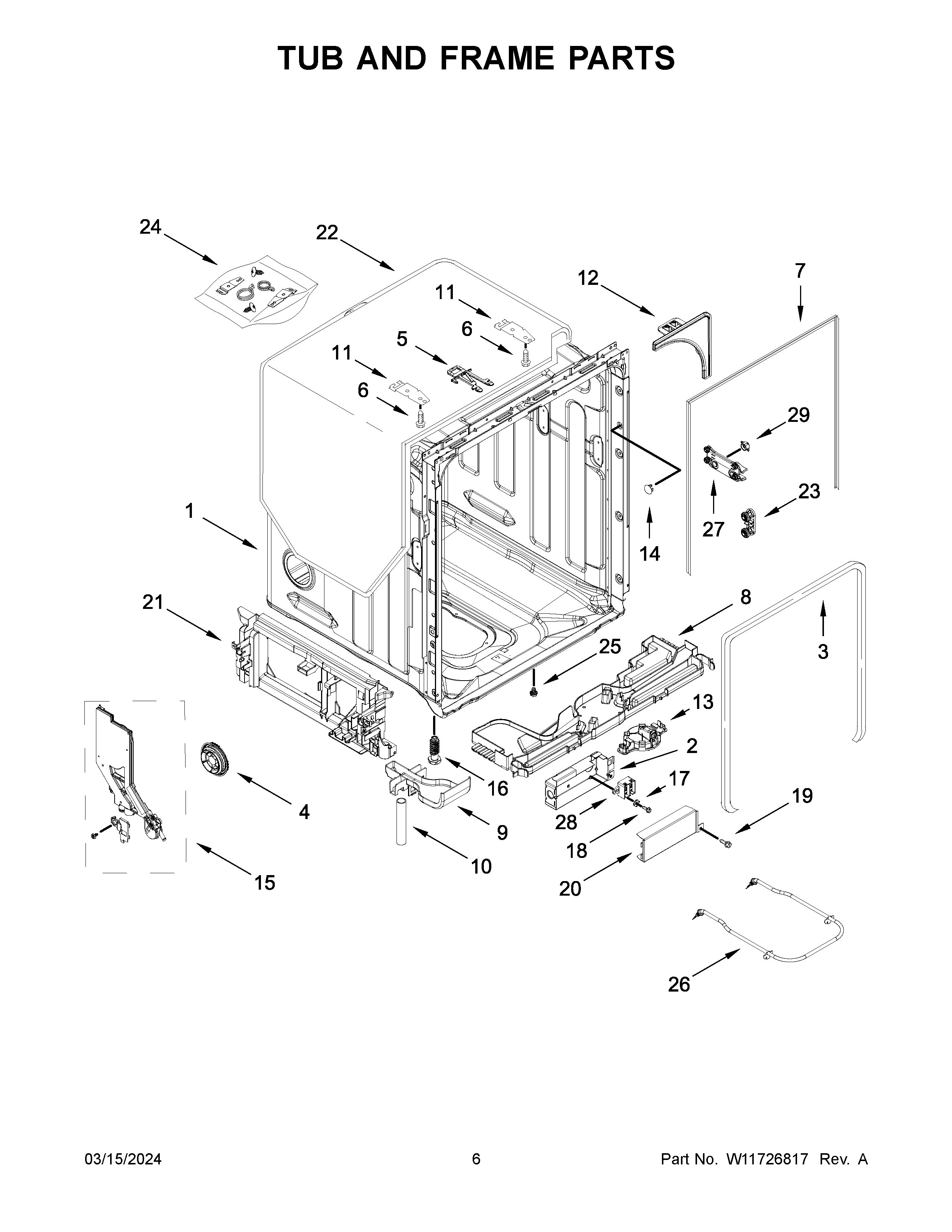 Tub and frame parts