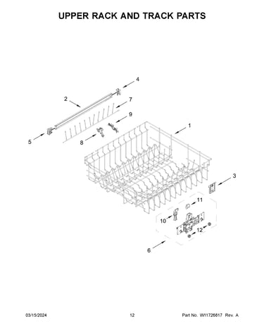 Upper rack and track parts