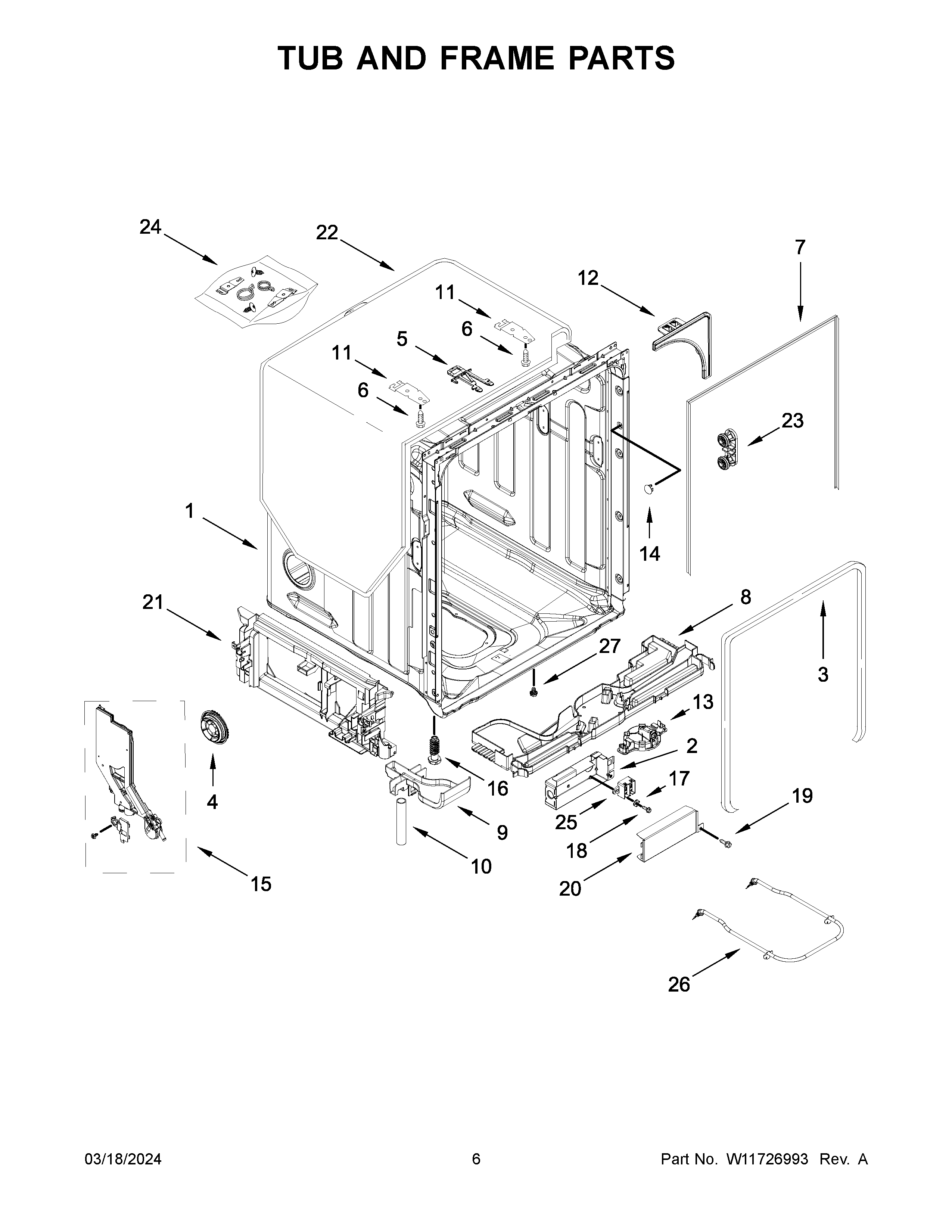 Tub and frame parts