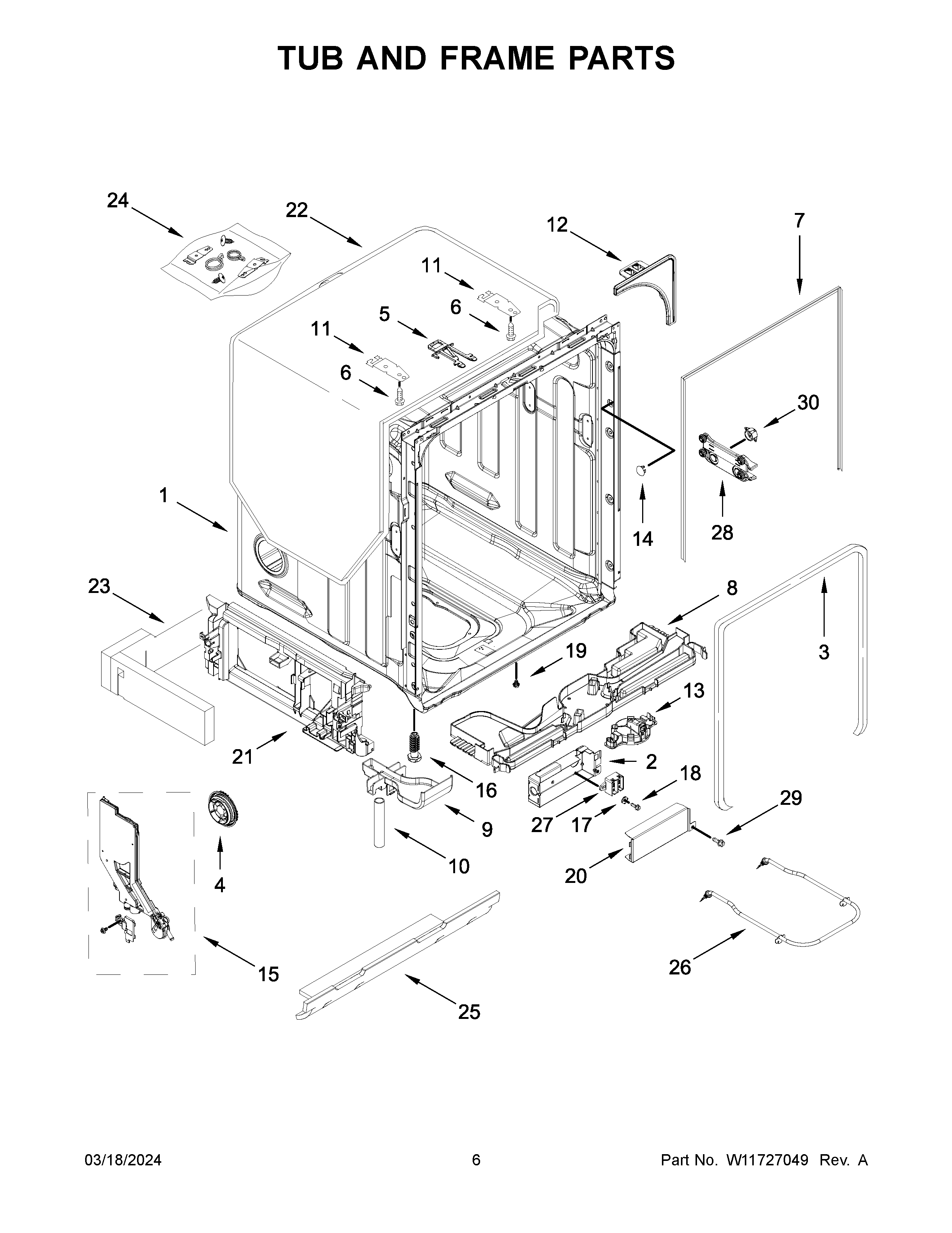 Tub and frame parts