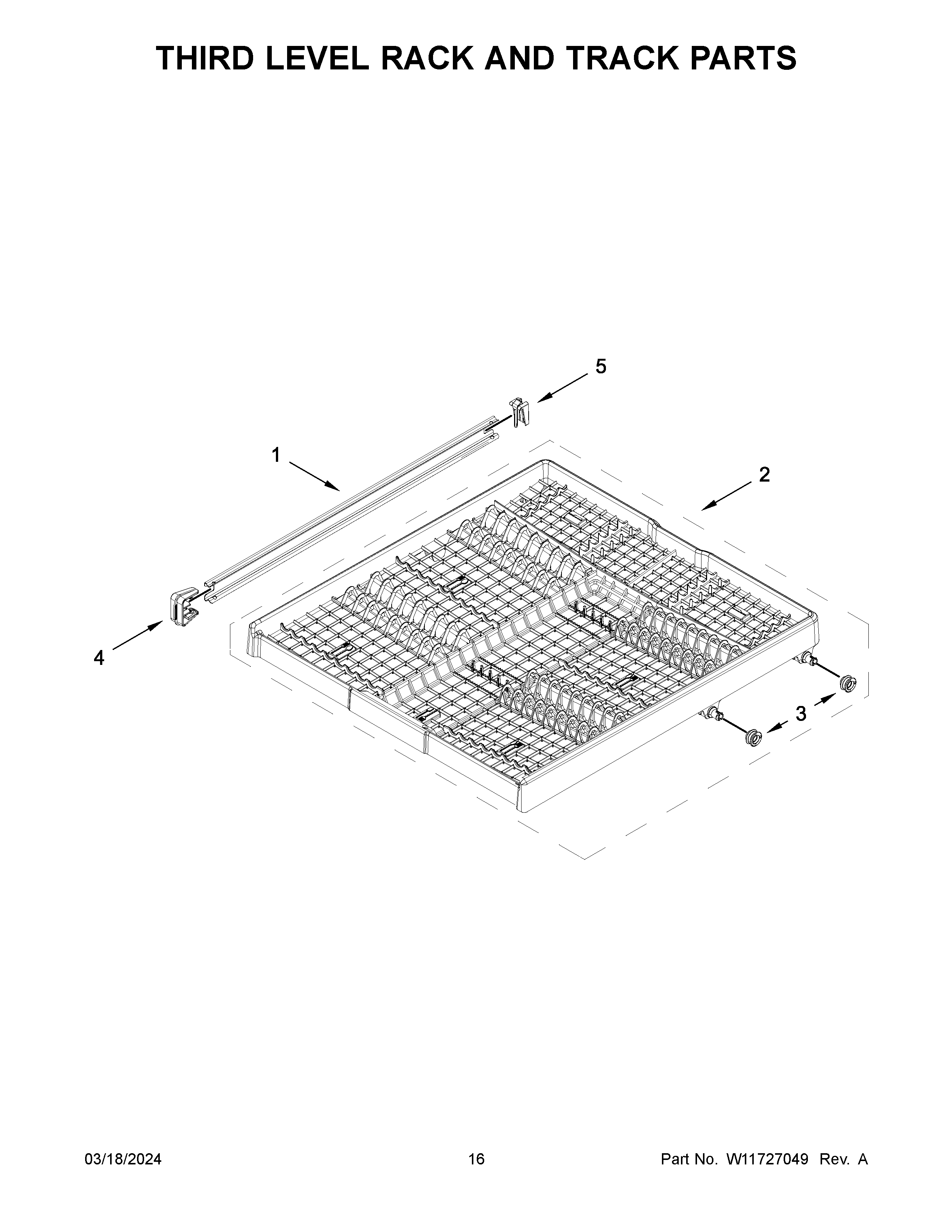 Third level rack and track parts