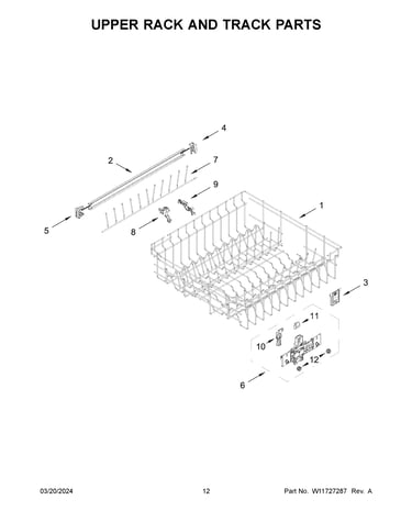 Upper rack and track parts