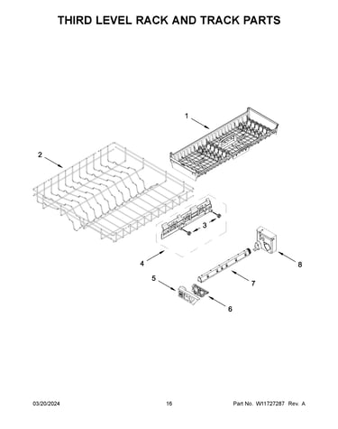 Third level rack and track parts