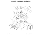 KitchenAid KFGC500JSS07 cooktop, burner and grate parts diagram