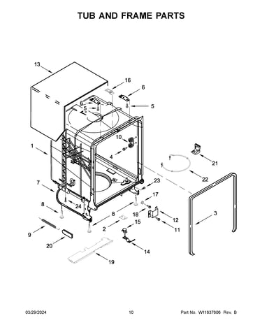 Tub and frame parts