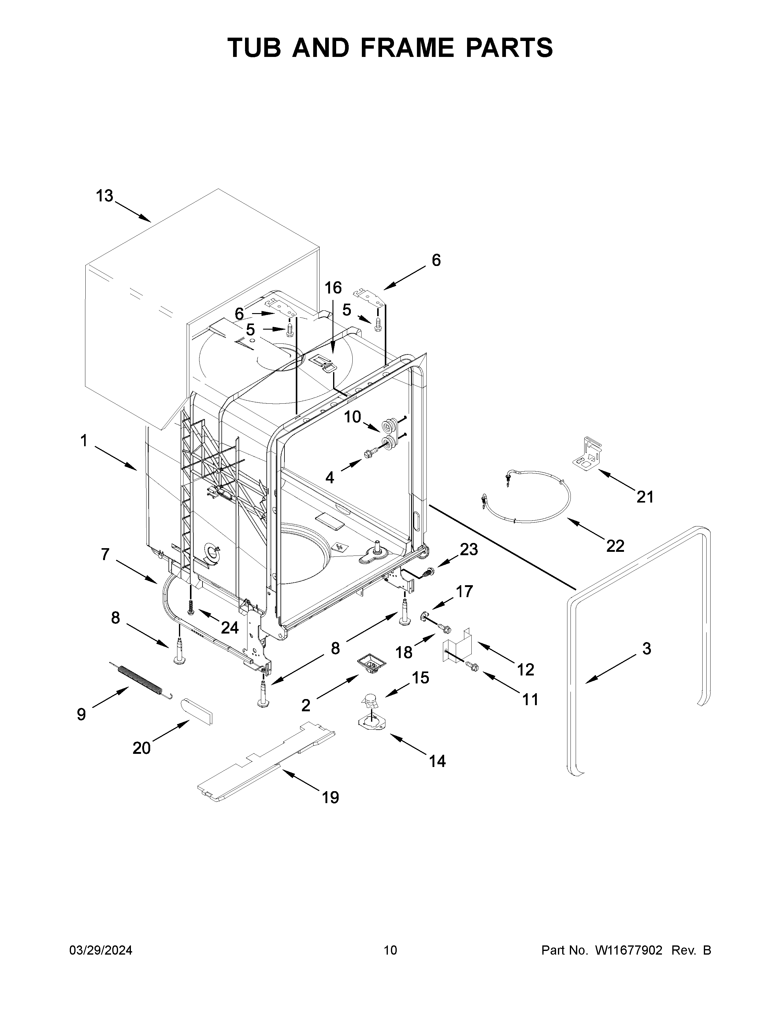 Tub and frame parts