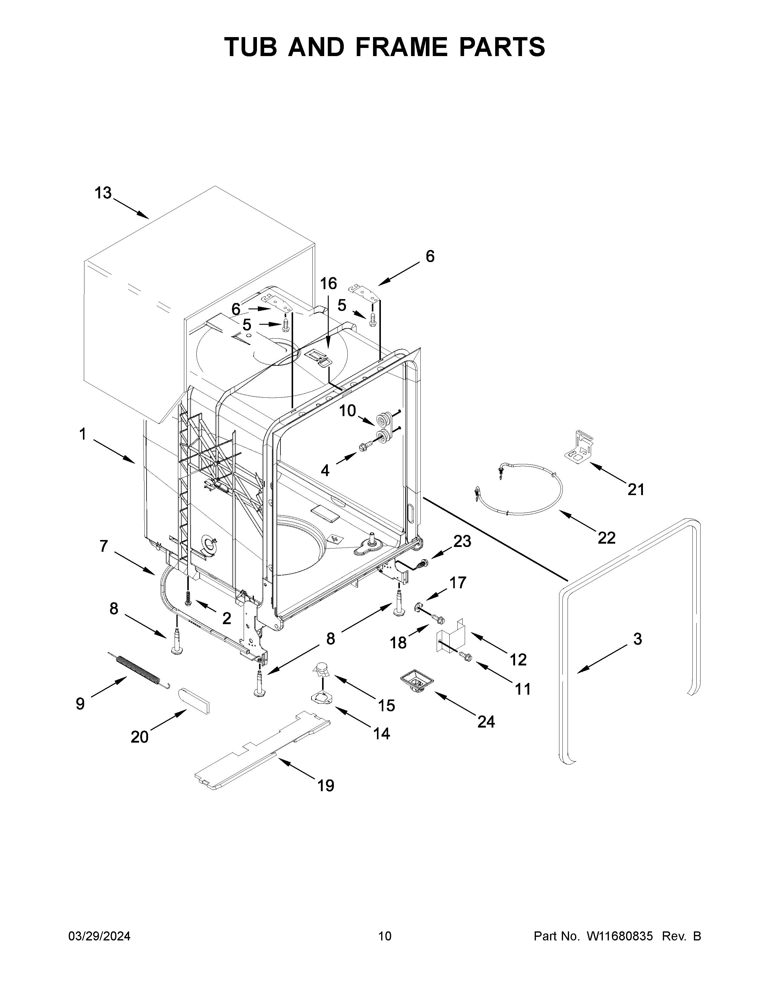 TUB AND FRAME PARTS