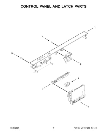 Control panel and latch parts