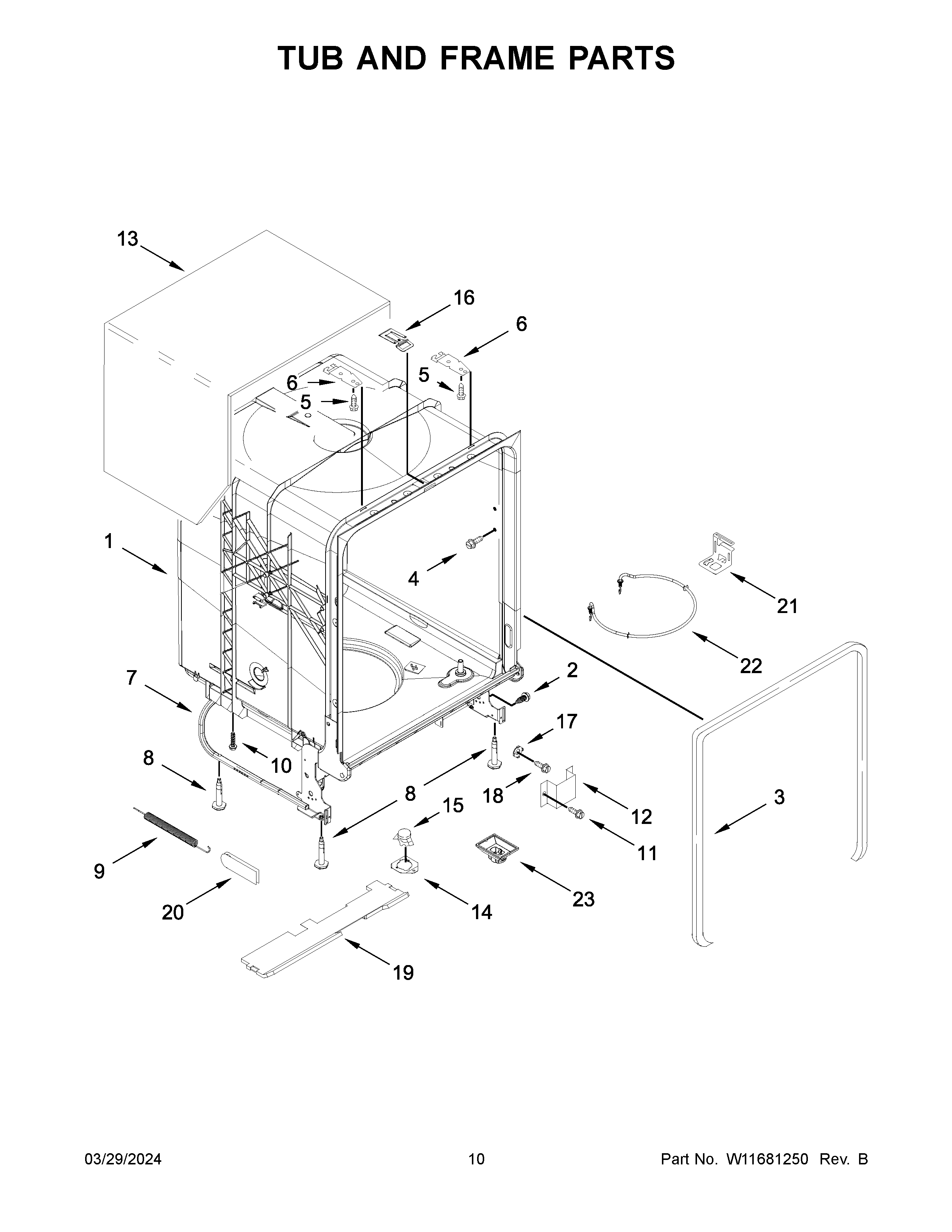 Tub and frame parts