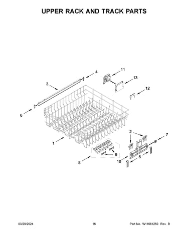 Upper rack and track parts
