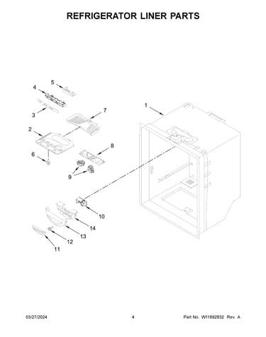Refrigerator liner parts