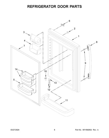 Refrigerator door parts
