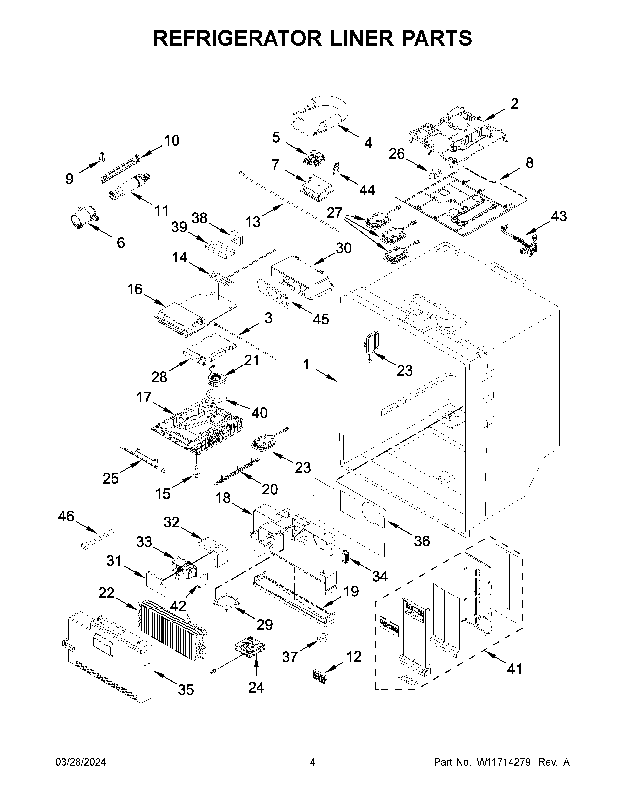 Refrigerator liner parts