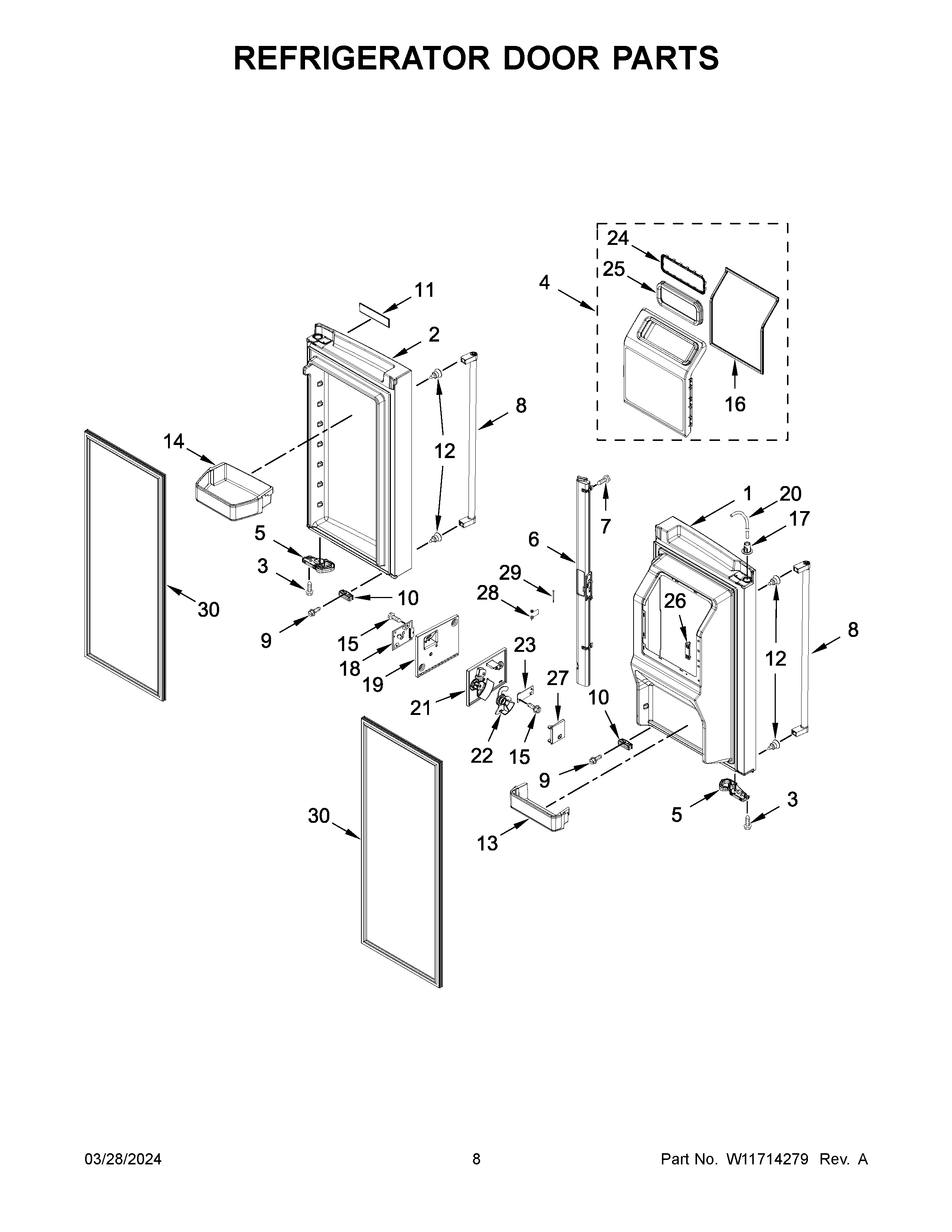 Refrigerator door parts