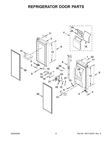 Refrigerator door parts
