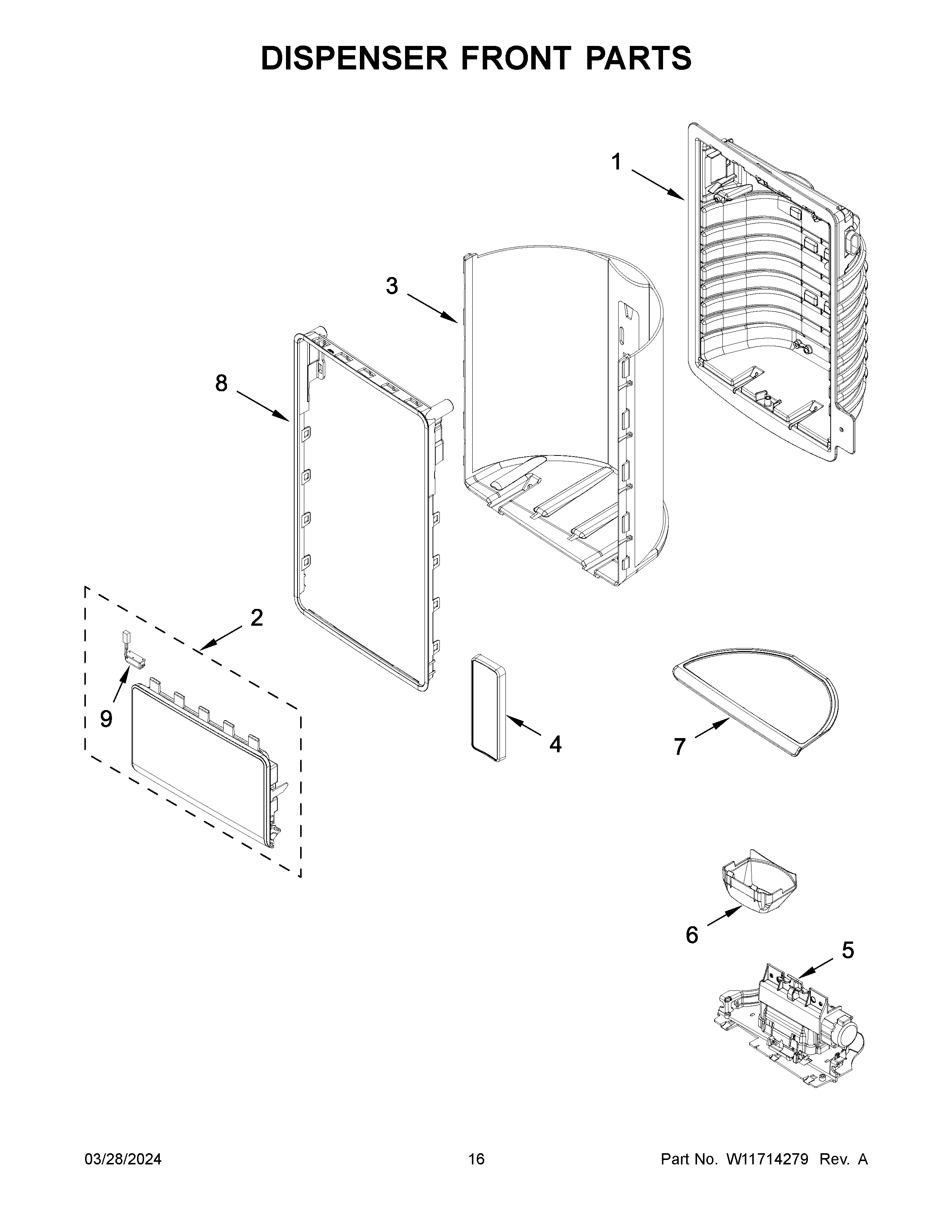 Dispenser front parts