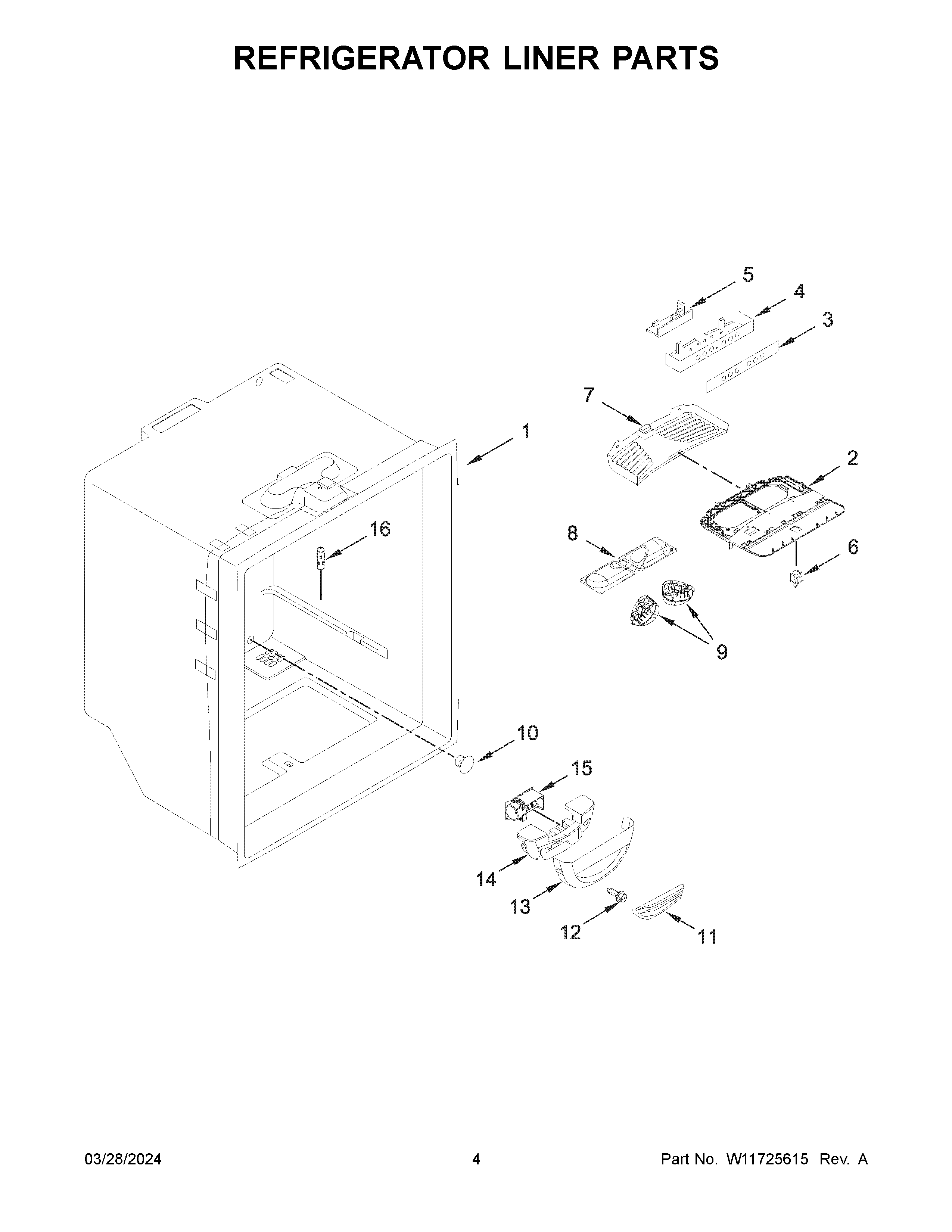 Refrigerator liner parts