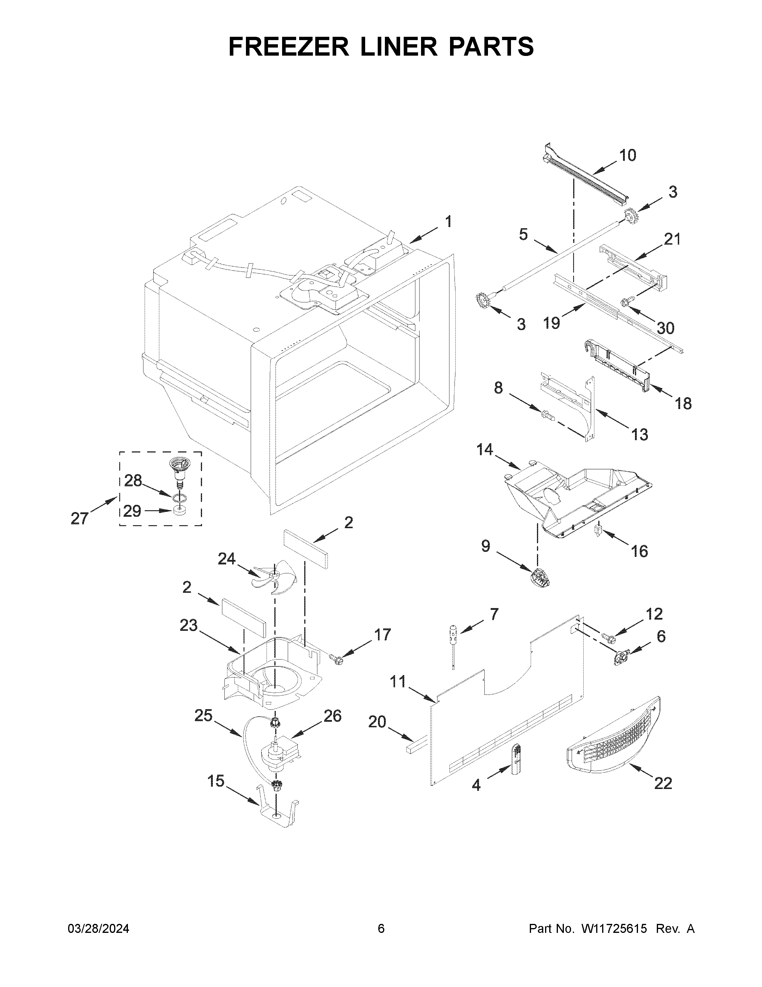 Freezer liner parts