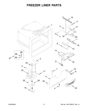 Freezer liner parts
