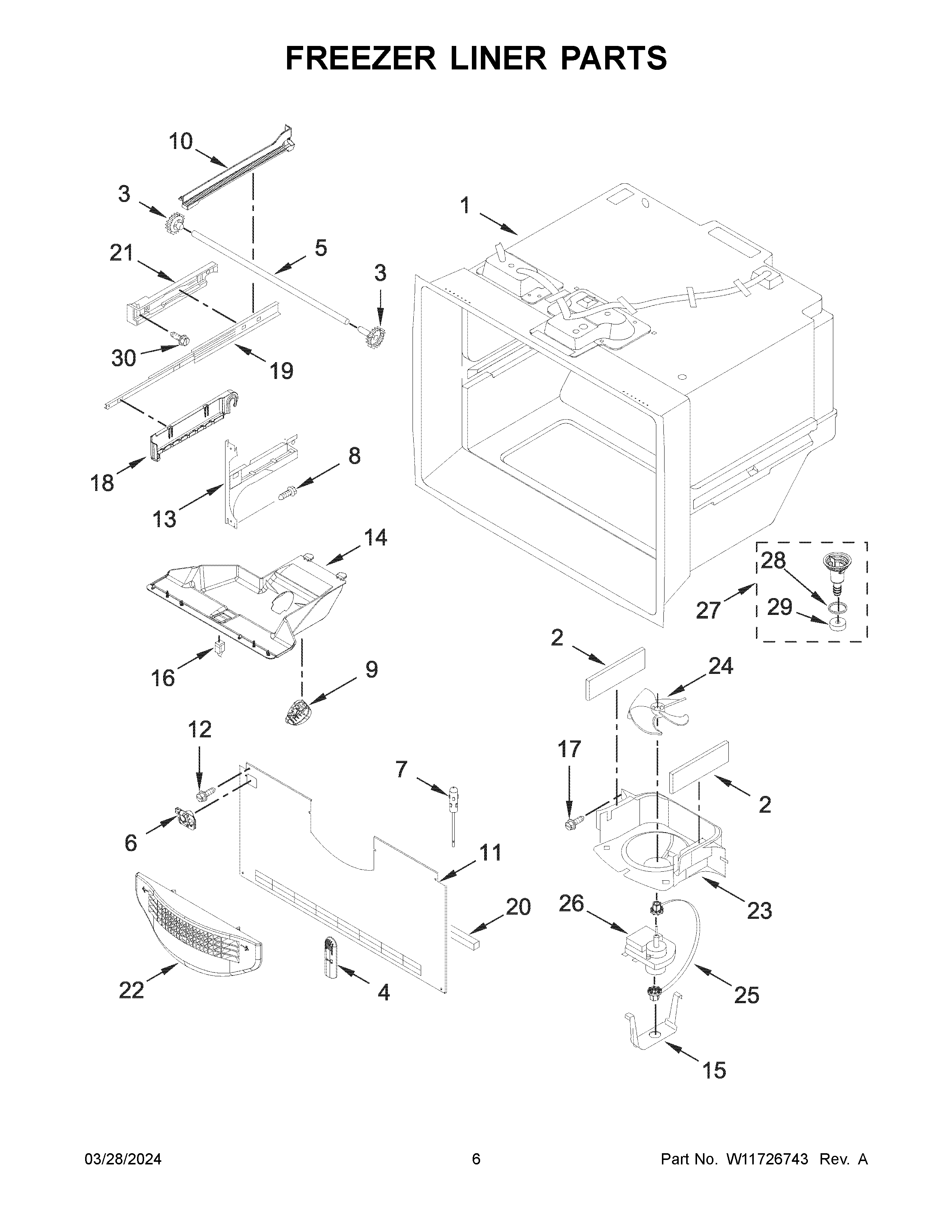 Freezer liner parts