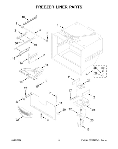 Freezer liner parts